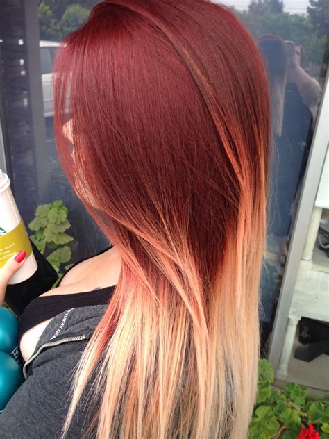 brownish red ombre hair|blonde to red hair ombre.